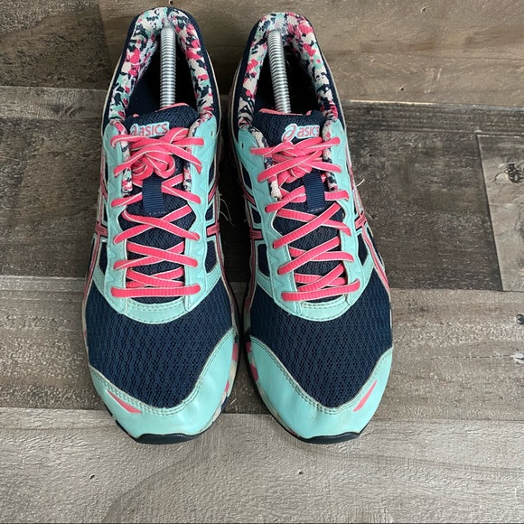 Asics Gel Frantic 7 T3A6Q Womens Running Shoes Aqua Pink Midnight Blue Size 10. - Picture 4 of 10